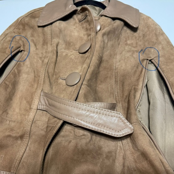 Vintage Suede Cape Coat 60’s 70’s Brown Leather One Size - Picture 16 of 17